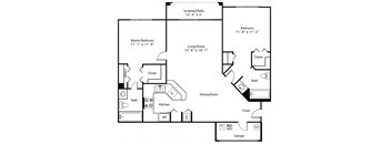 Two Bedroom Two Bathroom Floorplan