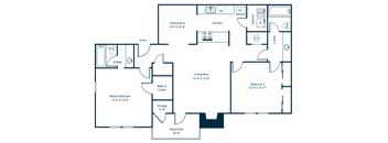 B1 Floor Plan 2 Bedroom 2 Bath at Madison Southpark Apartment Homes, Charlotte, 28226