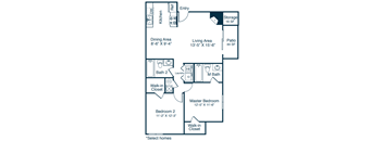 B1 Floor Plan at The Parke at Trinity Apartment Homes, Raleigh, North Carolina