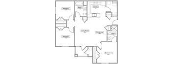 3 Bedroom Floorplan 1116 SQFT