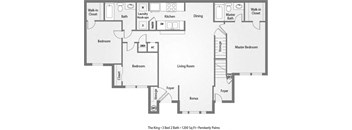The King 3 bed 2 bath floor plan