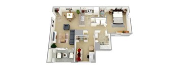 One Bedroom One Bathroom Floor Plan at Crestview Apartments, Fredericksburg, Virginia