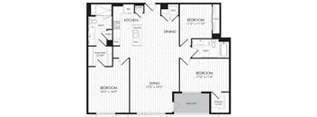 3B 3 Bedroom 2 Bathroom Floor Plan
