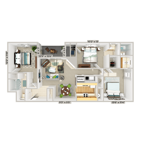 3 bed 2 bath at Fox Hollow Apartment Homes, High Point, 27265