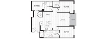 3C 3 Bedroom 2 Bathroom Floor Plan