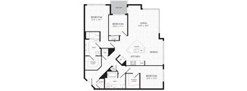 3E-R 3 Bedroom 2 Bathroom Floor Plan