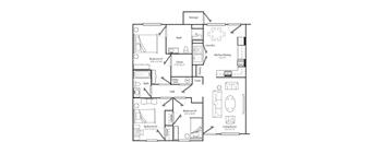 3 bedroom Floorplan black and white