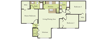 Three Bedroom Two Bathroom Floor Plan