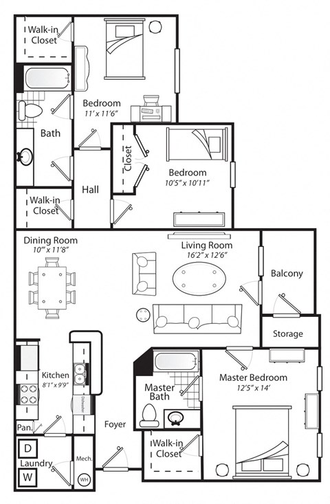 Three Bedroom Two Bath 1350Square Feet