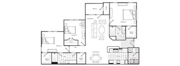 Three Bedroom Two and half Bath 1350 Square Feet