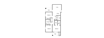 3 bedroom 2 bathroom floorplan at San Fernando Apartments, Mesa  