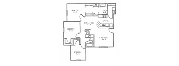 Three bedroom two bathroom 1262 square foot floor plan