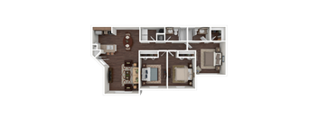 Three Bedroom Two Bathroom Floor Plan 1,154 Square Feet