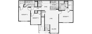 3 Bedroom 2 Bathroom Floor Plan-1207 sqft