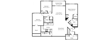 a floor plan of a 3 bedrooms 2 bathrooms