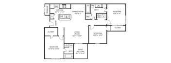 3x2 1319 sqft - The Ballantyne C1 at The Grayson Apartment Homes, Charlotte, 28262