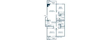C1 Floor Plan at The Parke at Trinity Apartment Homes, Raleigh, NC, 27607