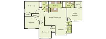 Four Bedroom Two Bathroom Floor Plan