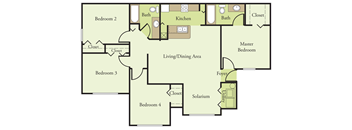 Four Bedroom Two Bathroom Floor Plan