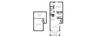 One Bedroom One Bathroom Loft Floorplan 753-764 a4 a5