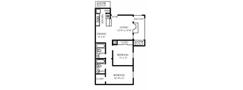 Two Bedroom Two Bathroom Floorplan 854 b1 b2