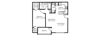 Poinciana  1 Bedroom Floor Plan