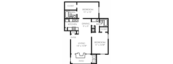 Two Bedroom Two Bathroom Floorplan 948 b3
