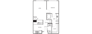 1 Bedroom 1 Bathroom Floor Plan A0
