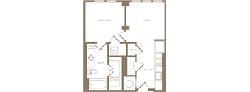 One Bedroom One Bathroom Floorplan 560