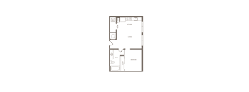One Bedroom One Bathroom Floorplan 599