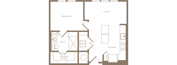 One Bedroom One Bathroom Floorplan 577