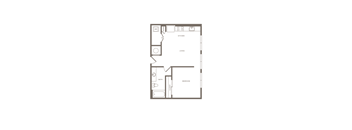 One Bedroom One Bathroom Floorplan 615