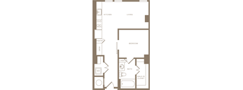 One Bedroom One Bathroom Floorplan 617