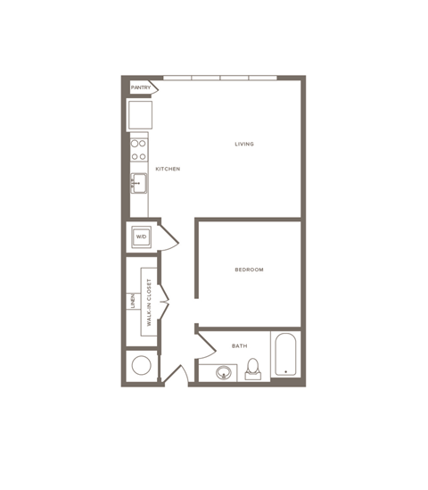 One Bedroom One Bathroom Floorplan 649