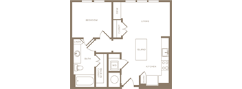 One Bedroom One Bathroom Floorplan 610