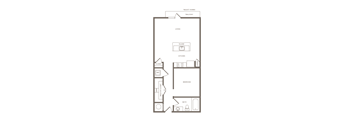 One Bedroom One Bathroom Floorplan 727