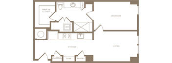 One Bedroom One Bathroom Floorplan 649