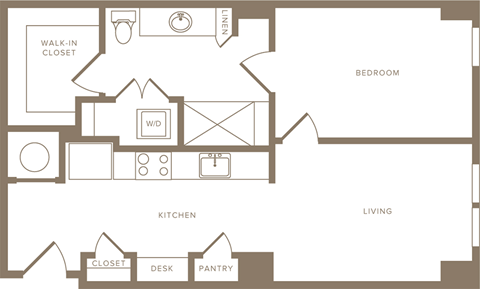 One Bedroom One Bathroom Floorplan 649
