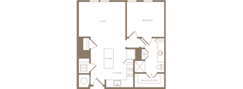 One Bedroom One Bathroom Floorplan 704