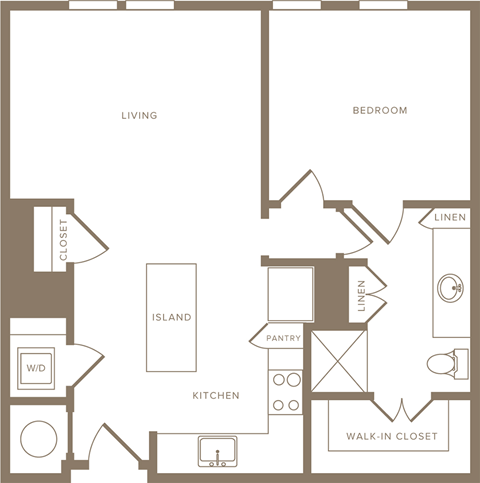 One Bedroom One Bathroom Floorplan 704