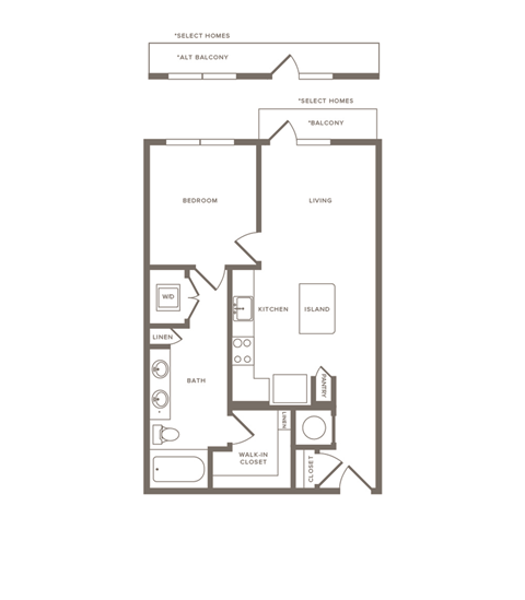 One Bedroom One Bathroom Floorplan 759