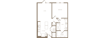 One Bedroom One Bathroom Floorplan 748