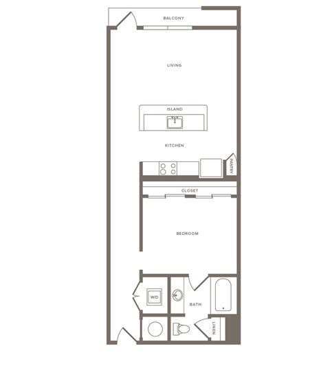 One Bedroom One Bathroom Floorplan 774