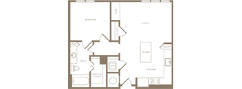 One Bedroom One Bathroom Floorplan 749