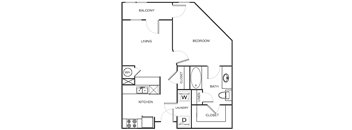 1 Bedroom 1 Bathroom Floor Plan A0A