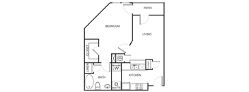 1 Bedroom 1 Bathroom Floor Plan A0D