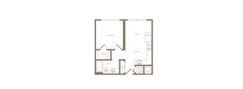 A1 1 bed and 1 bath floor plan