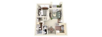 one bedroom floorplan apartment