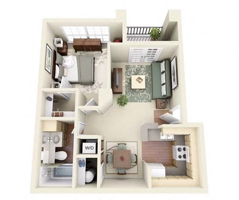 one bedroom floorplan apartment