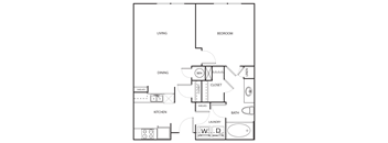 1 Bedroom 1 Bathroom Floor Plan A1